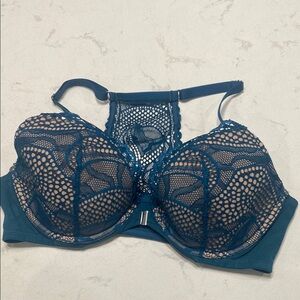 Adore Me Blue Lace Underwire Bra with Adjustable Straps